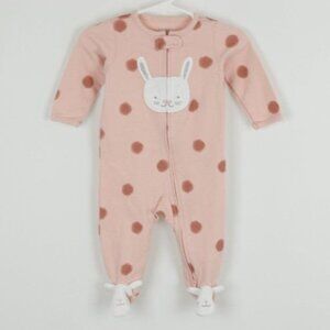 Carter's Infant Size 6 Months Pink Polka Dot Bunny Full Zip Footie Pajamas